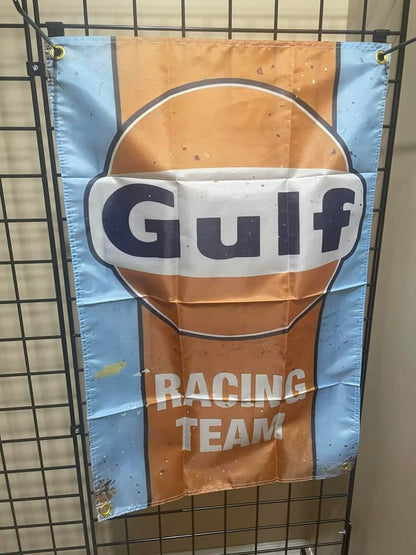 Gulf Racing Flag - Approx. 60cm x 90cm (2ft x 3 ft) - 001