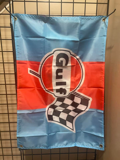 Gulf Racing Flag - Approx. 60cm x 90cm (2ft x 3 ft) - 007