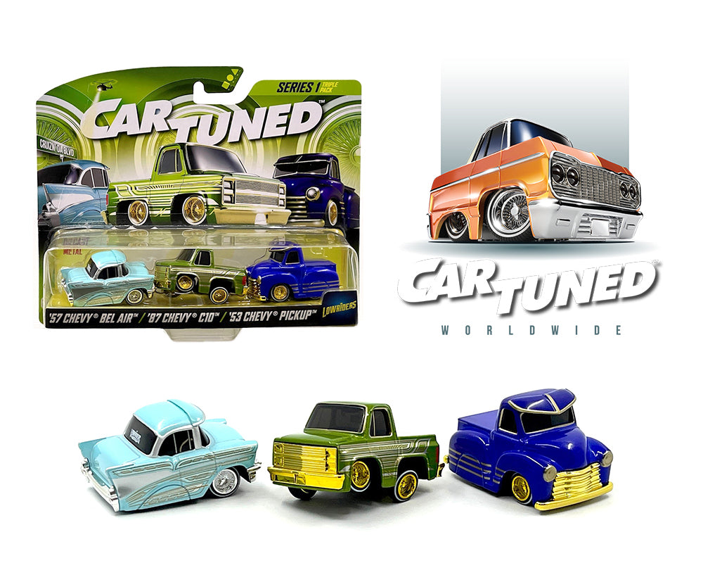 CarTuned 1:64 3-Pack Lowriders 1957 Chevrolet Bel Air, 1987 Chevrolet C10, 1953 Chevrolet Pickup – Series 1 2024