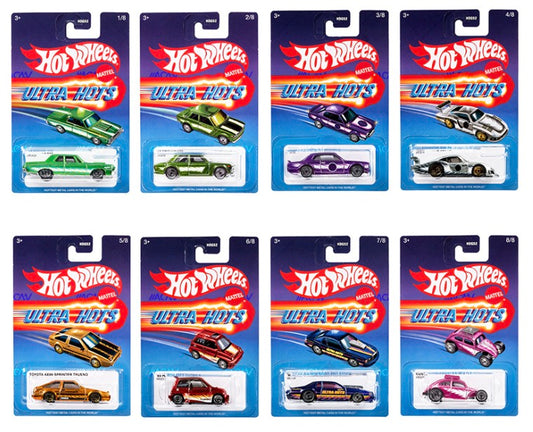 2024 HOT WHEELS TARGET EXCLUSIVE ULTRA HOTS - FULL SET OF 8 - DATSUN, SKYLINE, PORSCHE, VW (Copy)