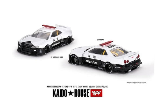 Kaido House x Mini GT 1:64 Nissan Skyline GT-R R34 Kaido Works (V2 Aero) Police