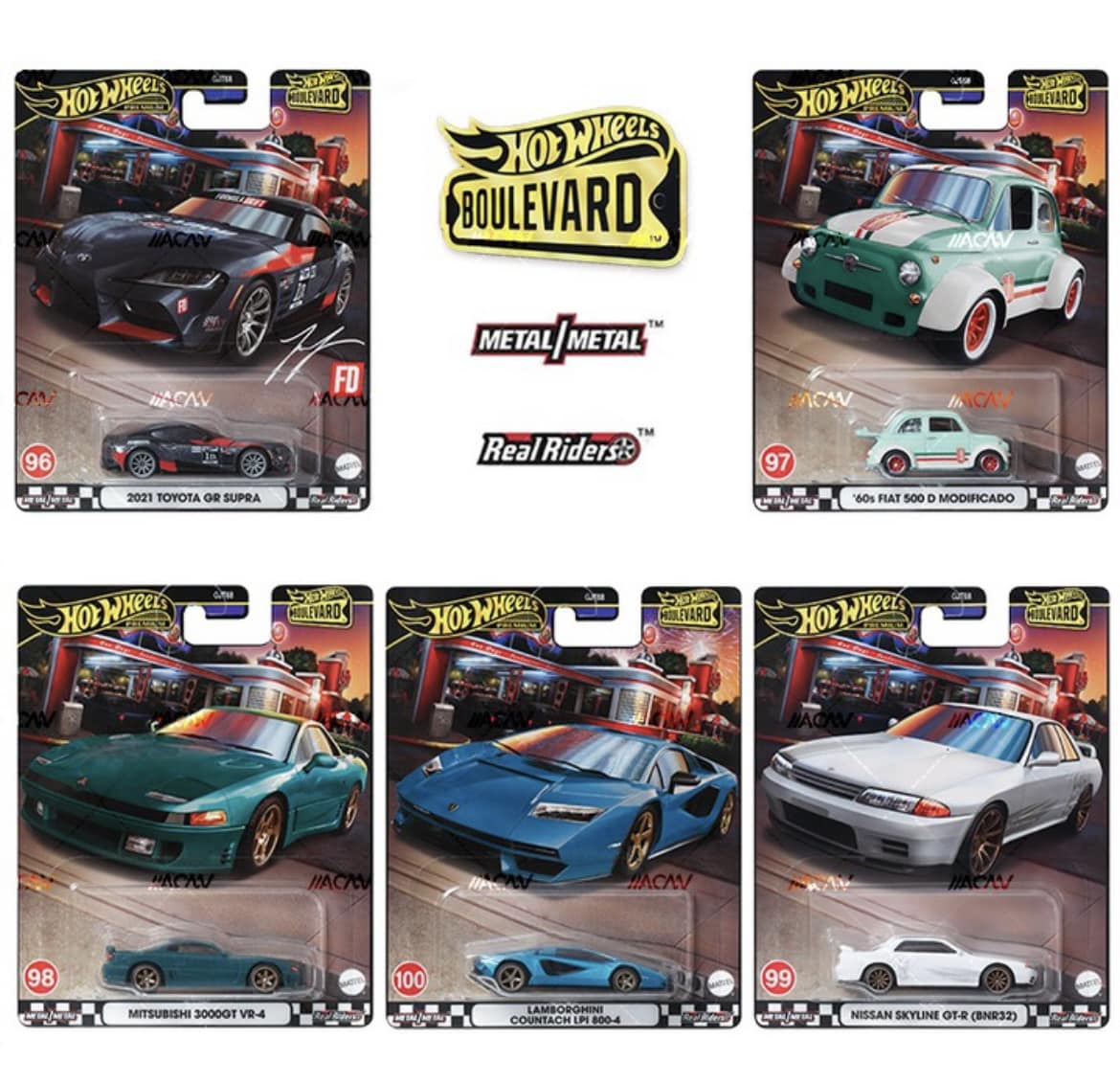 2024 Hot Wheels Premium Boulevard Mix 2 - 96-100 Supra, Skyline, Fiat, Lamborghini, Mitsubishi