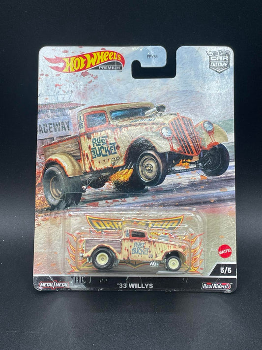 HOT WHEELS 2022 CAR CULTURE DRAG STRIP DEMONS - 33 WILLYS JEEP - CREASE IN CARD