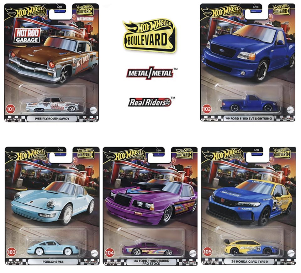 (PRE ORDER) 2024 Hot Wheels Premium Boulevard Mix 3 - 101-105 CIVIC, FORD, PORSCHE, SAVOY, THUNDERBIRD