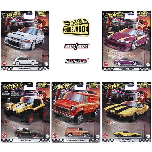 (PRE ORDER) Hot Wheels BOULEVARD AST 2024 MIX 4 - 106-110 - Mazda Integra MEYERS MANX FORD SUPERVAN DE TOMASO PANTERA