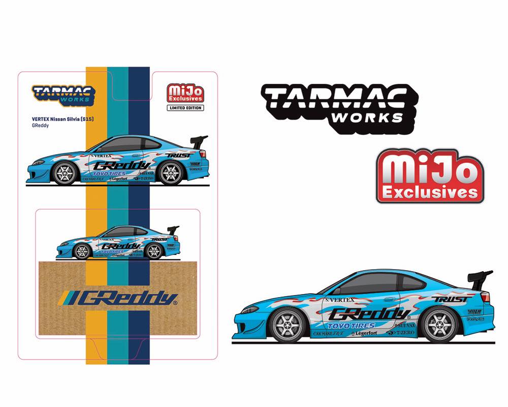 (Preorder) Tarmac Works 1:64 Vertex Nissan Silvia (S15) GReddy Special Limited Edition – MiJo Exclusives