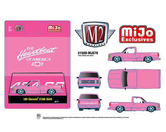 (Preorder) M2 Machines 1:64 1991 Chevrolet C1500 SS 454 Pickup Truck Limited Edition – Semi Gloss Pink – Mijo Exclusives