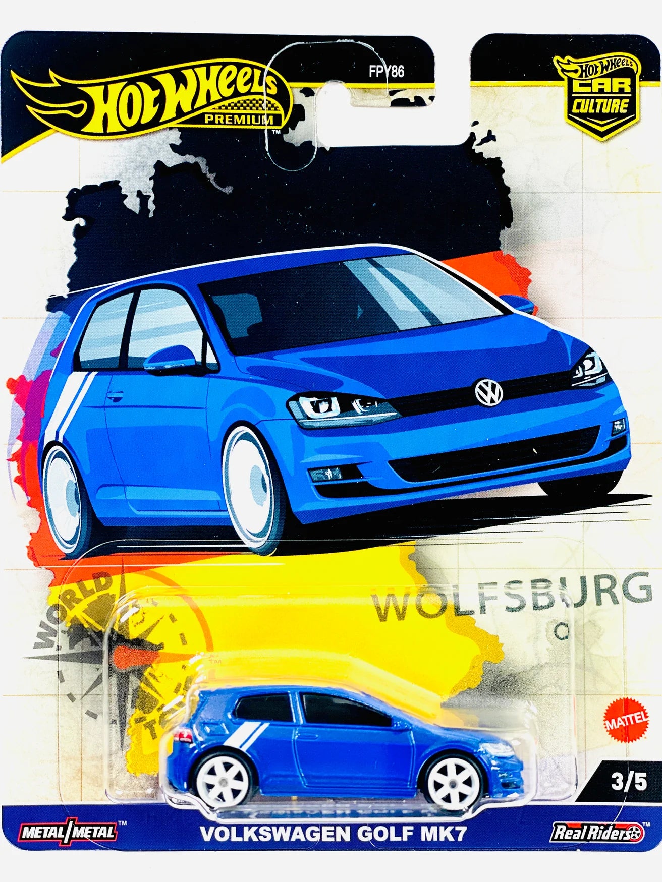 Hot Wheels 2024 World Tour Case A Volkswagen Golf MK7 - Damaged Card