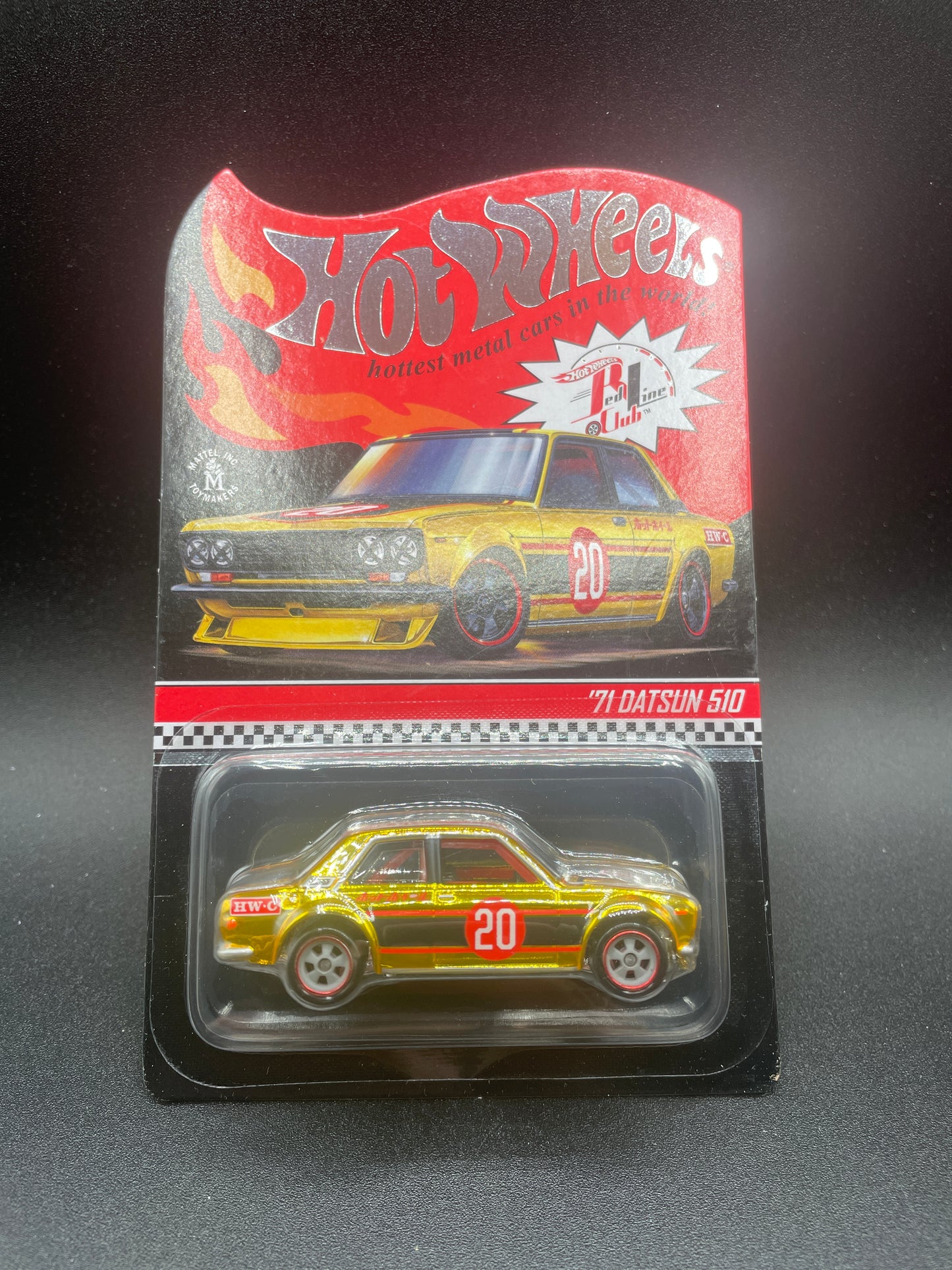 Hot Wheels RLC 71 Datsun510 Gold in Protector