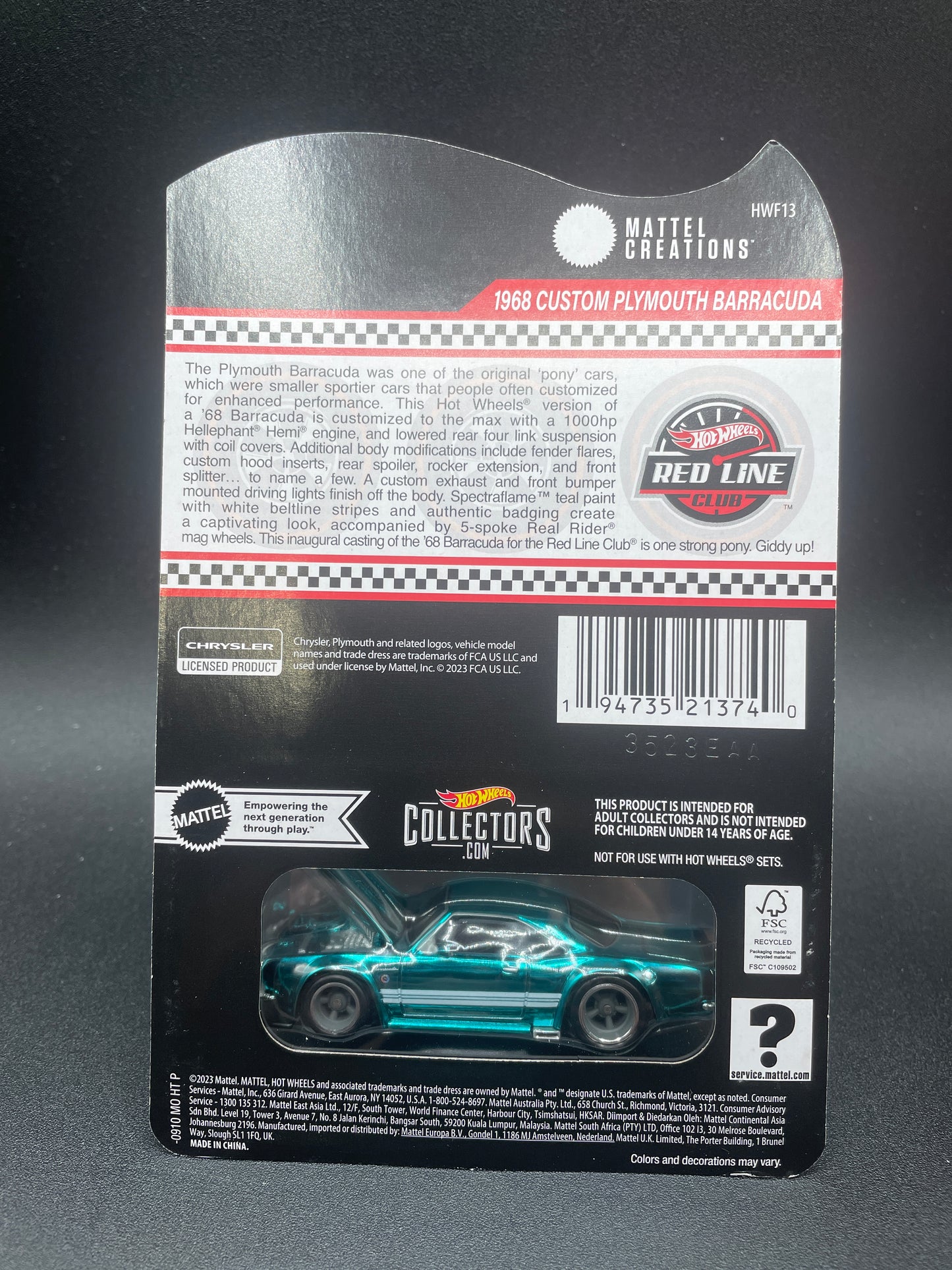 2024 Hot Wheels RLC 1968 Custom Plymouth Barracuda