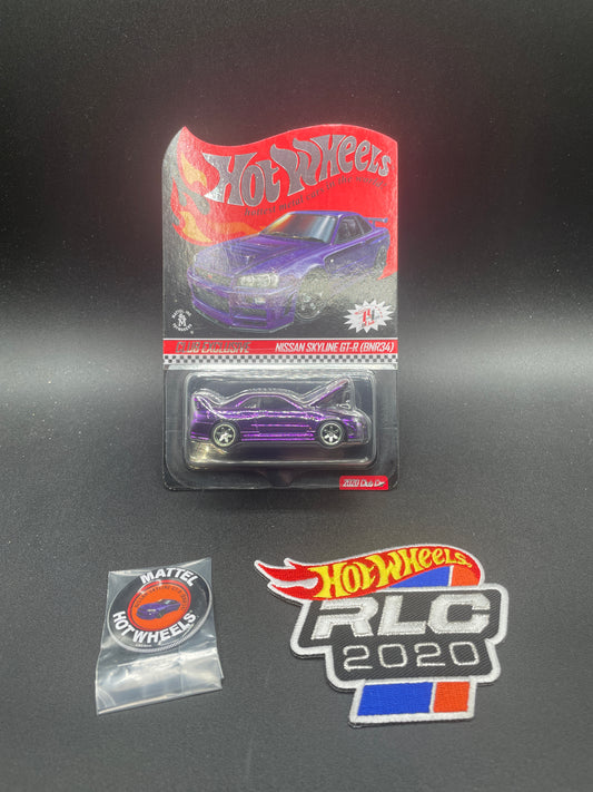 2020 Hot Wheels RLC Nissan Skyline GT-R R34 (BNR34) Purple + Patch & Pin