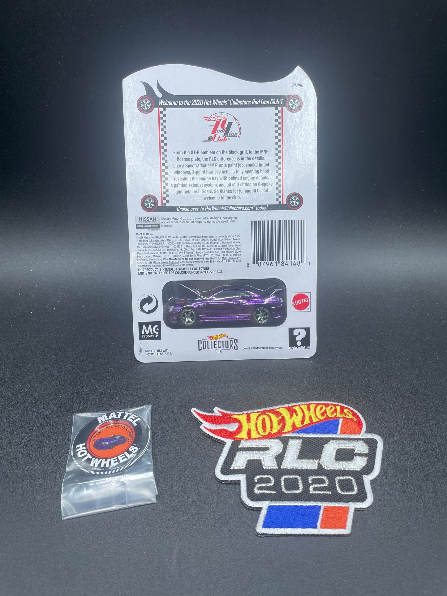 2020 Hot Wheels RLC Nissan Skyline GT-R R34 (BNR34) Purple + Patch & Pin