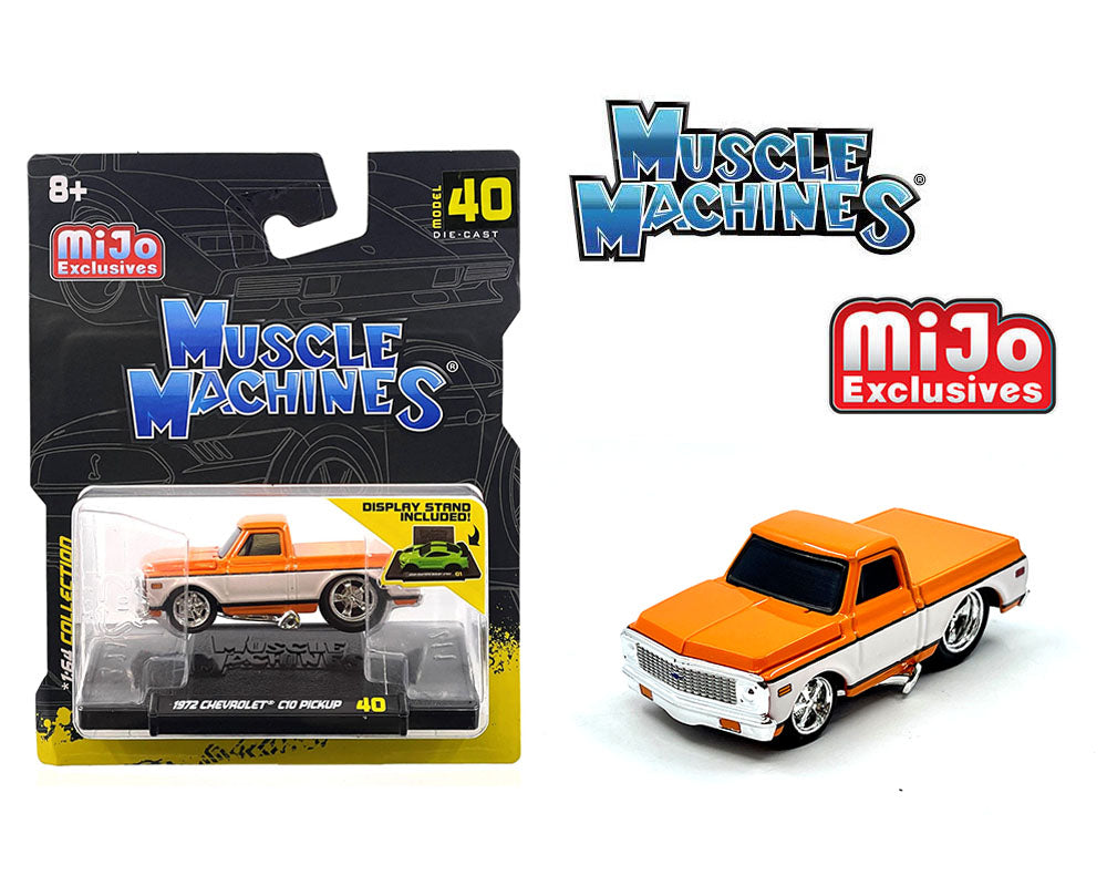 Muscle Machine 1972 Chevrolet C-10 Pick Up Limited Edition – White with Orange - 1:64