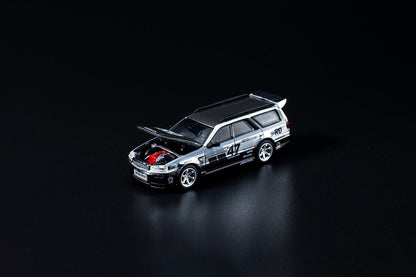 Nissan Stagea RHD (Right Hand Drive) #47 Race Department Chrome with Graphics 1/64 Diecast Model Car by Pop Race