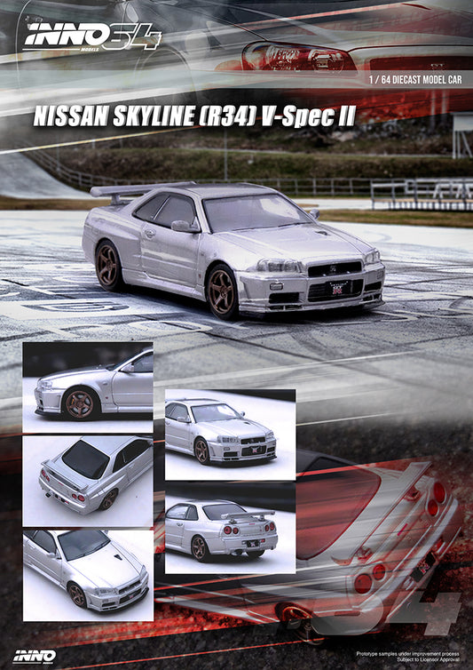 NISSAN SKYLINE GT-R (R34) V-Spec II Silver - INNO 64