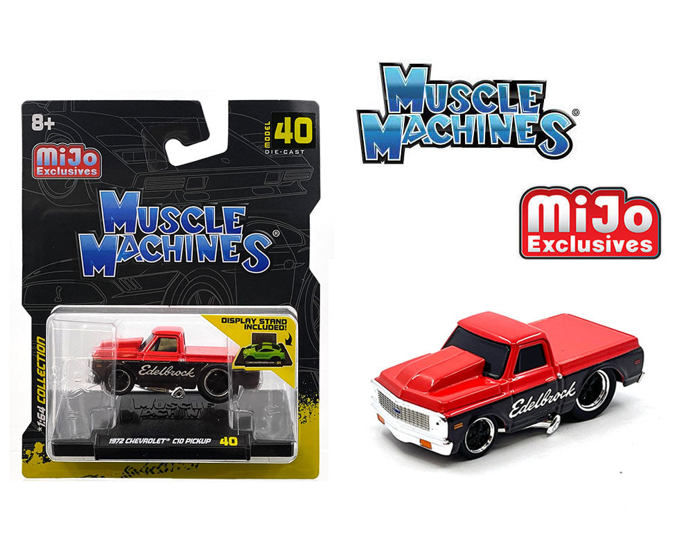 MUSCLE MACHINES - 1972 Chevrolet C-10 Pick Up Edelbrock Limited Edition – Red with Black - 1:64