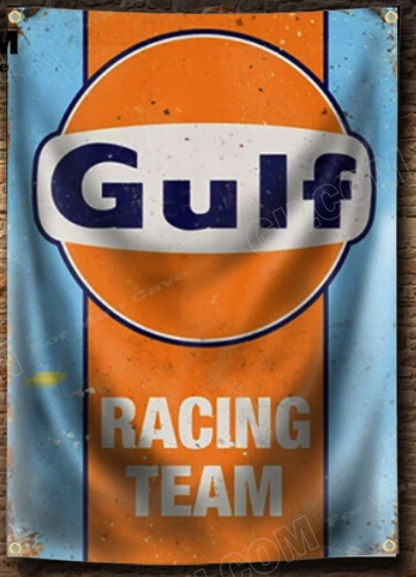 Gulf Racing Flag - Approx. 60cm x 90cm (2ft x 3 ft) - 001