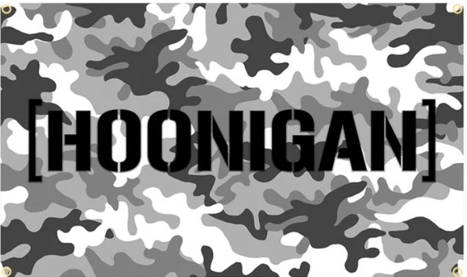 Hoonigan Grey Camo Flag - Approx. 60cm x 90cm (2ft x 3 ft) - 016