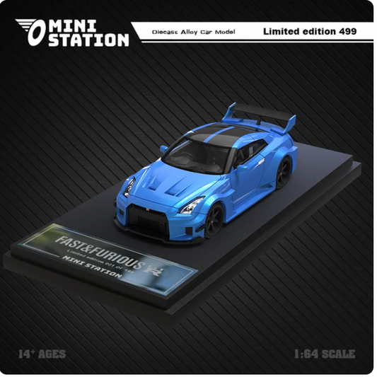 Mini Station 1/64 Fast & Furious Nissan GT-R (R35) Black Wheel