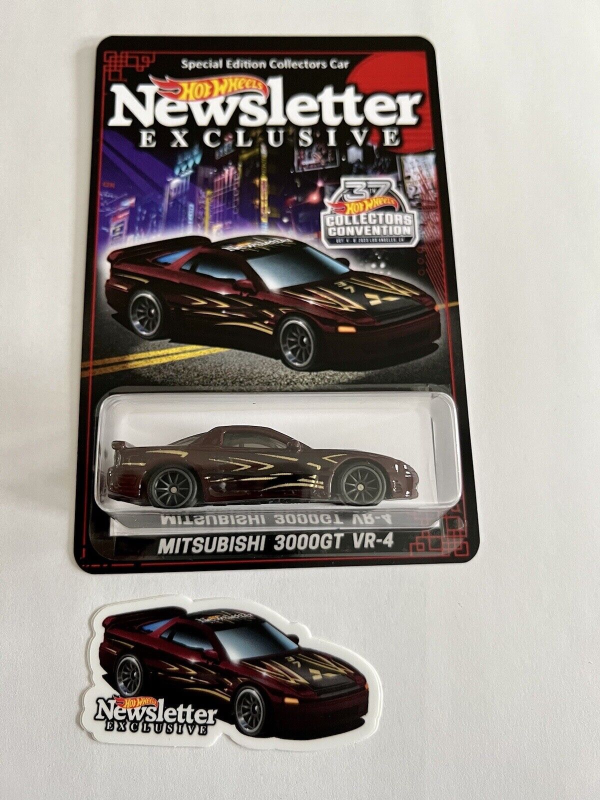 Hot Wheels 2023 37th LA Convention Newsletter Maroon Mitsubishi 3000GT VR-4