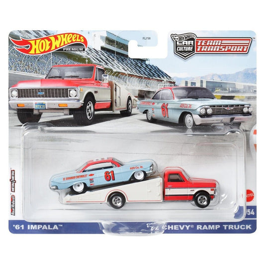 2023 HOT WHEELS TEAM TRANSPORT 61 IMPALA & 72 CHEVY RAMP TRUCK #54