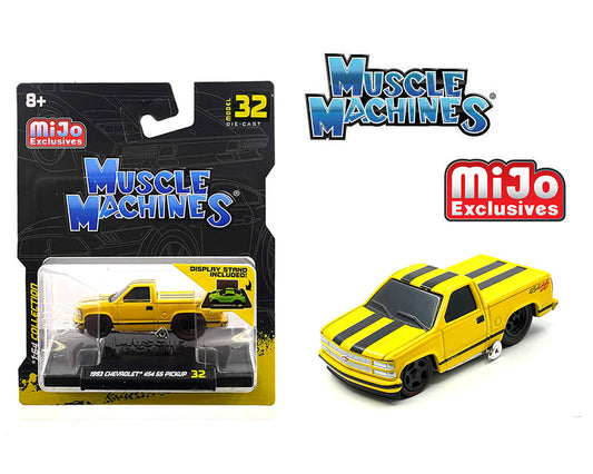 Muscle Machine 1993 Chevrolet 454 SS Pickup Truck Limited Edition – Yellow with Black Stripes - 1:64