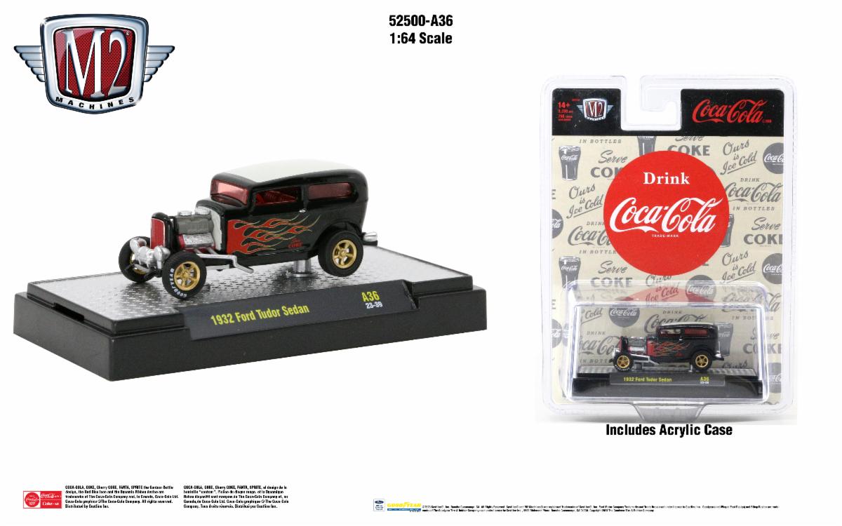 M2 Machines 1:64 Coca-Cola 2023 Release 36 - 1932 Ford Tudor Sedan – Black