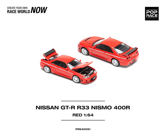 NISSAN GT-R R33 NISMO 400R - SUPER CLEAR RED - 2024 Q1 - POP RACE 1:64