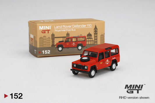 MINI GT 152 1/64 Land Rover Defender 110 UK Royal Mail Post Bus RHD New