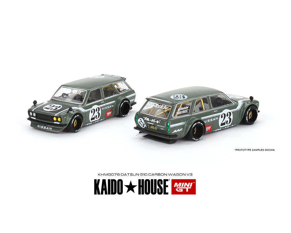 MiniGT Kaido House Datsun 510 Carbon Wagon (GREEN) 076 Kaido House x MiniGT