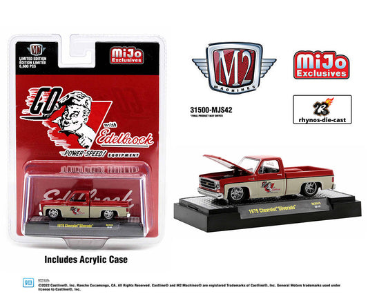 M2 Machines 1:64 1979 Chevrolet Silverado “Go With Edelbrock” – MiJo Exclusives Limited Edition