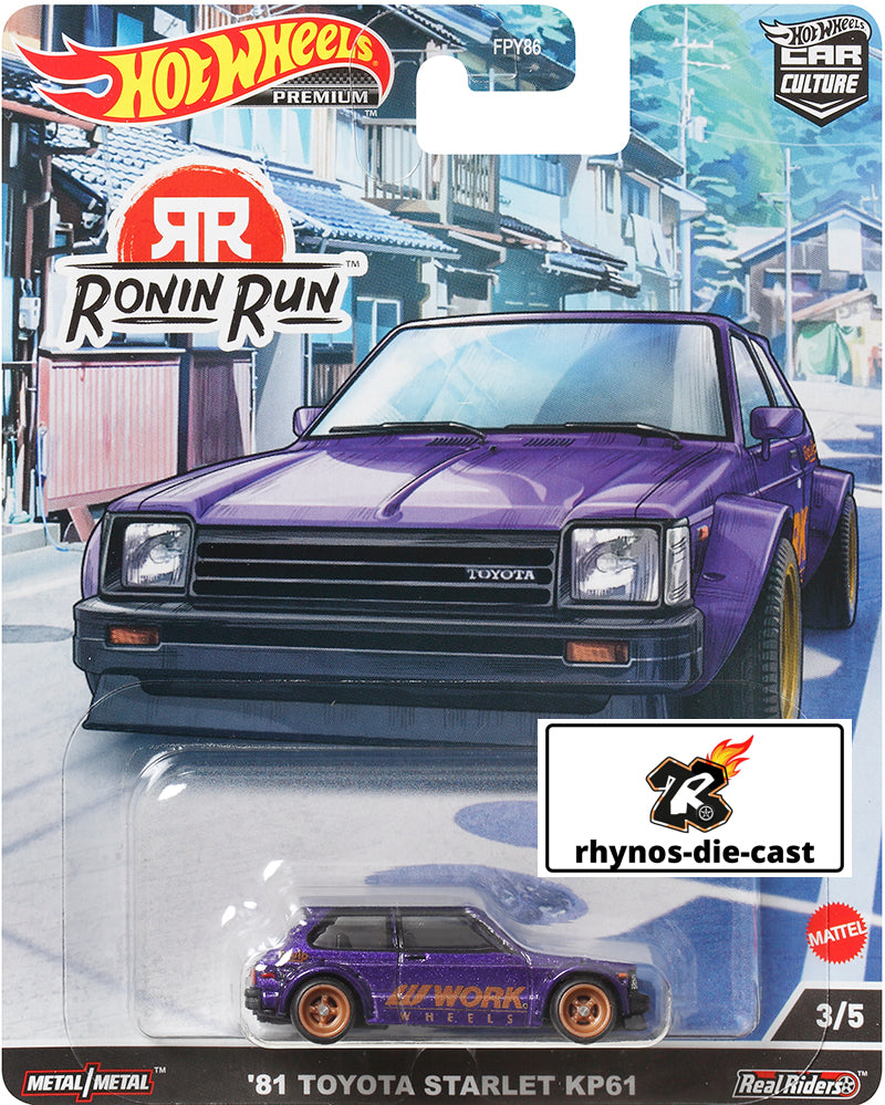 Hot Wheels 2022 1:64 Car Culture 81 TOYOTA STARLET KP61 RONIN RUN